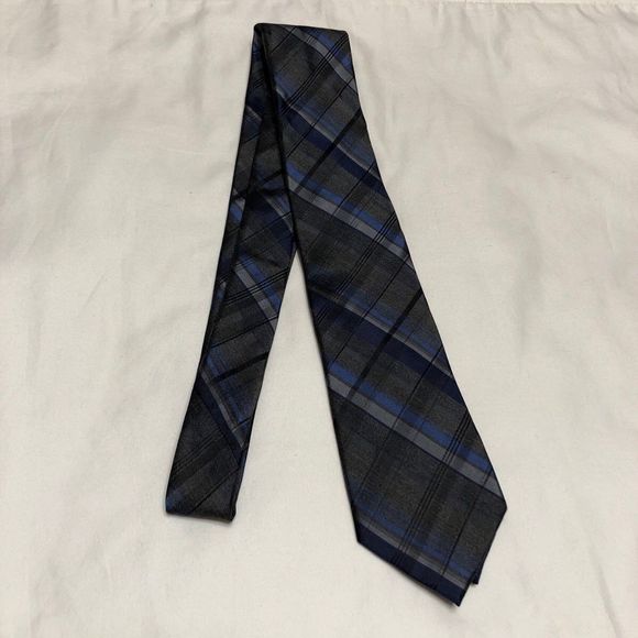 Mens Neck Tie Kenneth Cole Men’s Warehouse Blue and Gray NEW!! WITH TAG - Picture 3 of 6